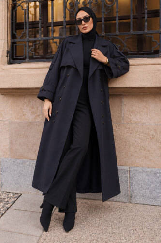 Apolet Detaylı Oversize Trençkot TSD260315 Lacivert - 1