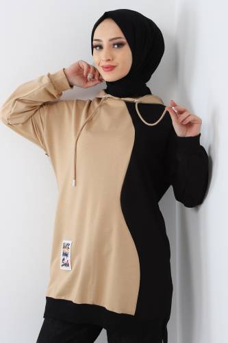 Arma Detaylı Sweatshirt TSD220419 Camel - Tesettür Dünyası (1)