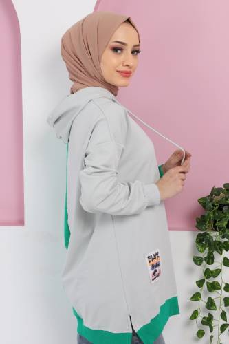 Arma Detaylı Sweatshirt TSD220419 Gri - Tesettür Dünyası (1)