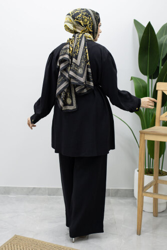 Asimetrik Kesim Broşlu Takım TSD260228 Siyah - 6