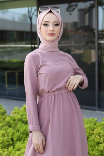 Ayrobin Elbise TSD220540 Gül Kurusu - Tesettür Dünyası (1)