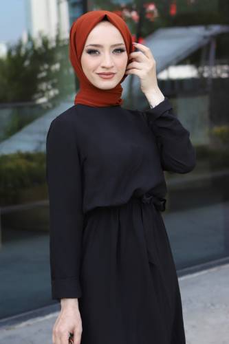 Ayrobin Elbise TSD220540 Siyah - Tesettür Dünyası (1)