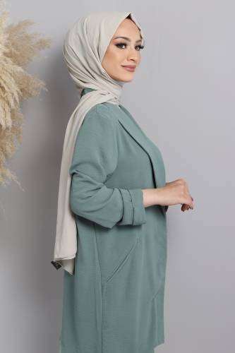 Ayrobin Yazlık Ceket TSD220638 Mint Yeşili - Tesettür Dünyası (1)