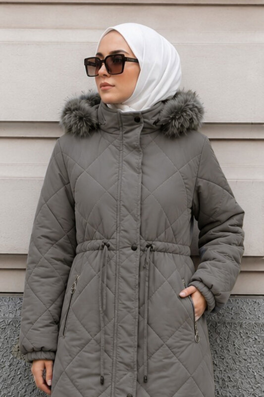 Baklava Desenli Araboy Mont TSD260280 Gri - 2