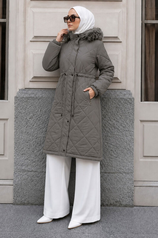 Baklava Desenli Araboy Mont TSD260280 Gri - 3