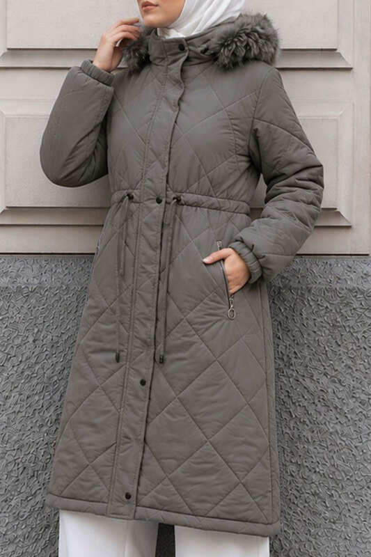 Baklava Desenli Araboy Mont TSD260280 Gri - 5