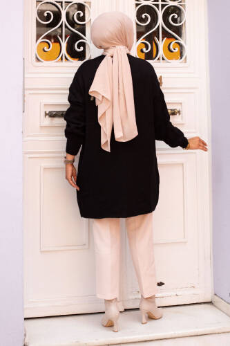 Baklava Desenli Triko Hırka TSD240704 Siyah - 5