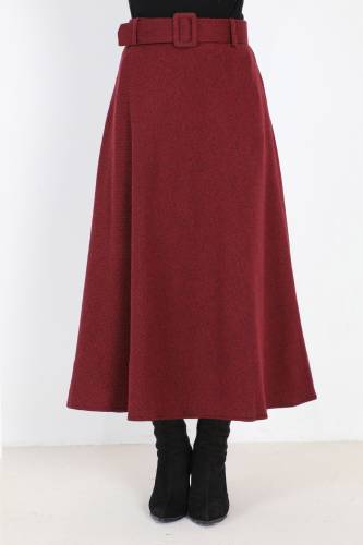 Balıksırtı Desenli Mevlana Etek TSD0047 Bordo - Tesettür Dünyası (1)
