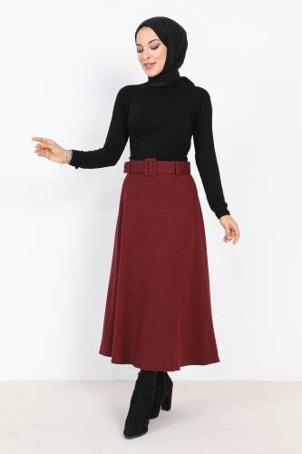 Balıksırtı Desenli Mevlana Etek TSD0047 Bordo 