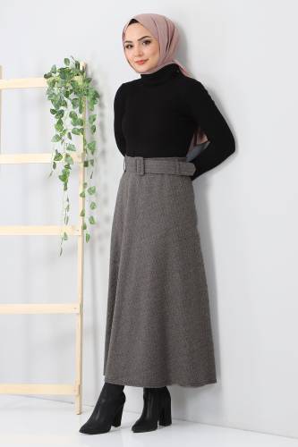 Balıksırtı Desenli Mevlana Etek TSD0047 Vizon 