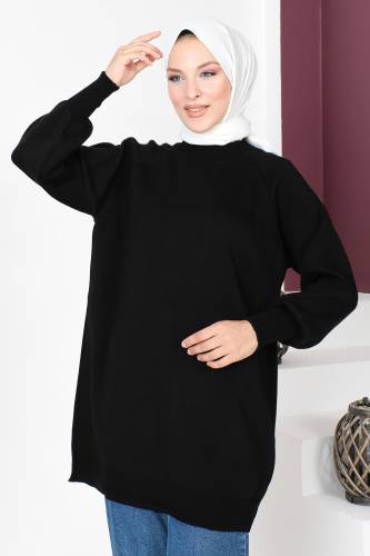 Basic Triko Tunik TSD230715 Siyah - Tesettür Dünyası (1)