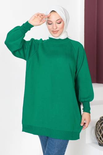 Basic Triko Tunik TSD230715 Yeşil - Tesettür Dünyası (1)