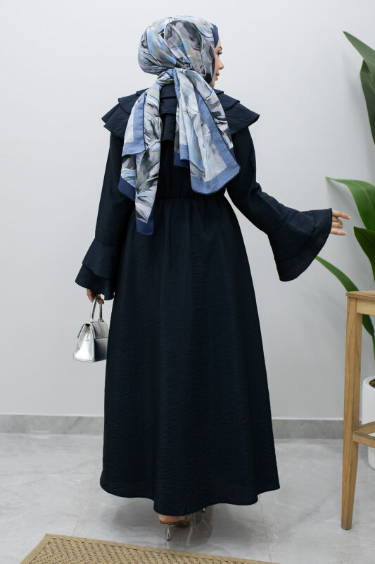 Bebe Yaka Düğmeli Elbise TSD260250 Lacivert - 6