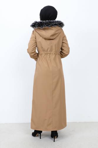 Beli Bağcıklı Kapaklı Mont TSD1936 Camel - 5