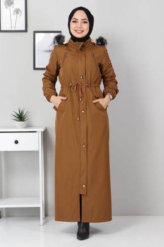 Beli Bağcıklı Kapaklı Mont TSD1936 Taba 
