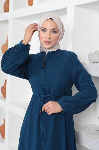 Beli Bağlamalı Tesettür Ferace TSD230342 İndigo - Tesettür Dünyası (1)