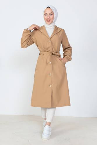 Beli Bağlamalı Trençkot TSD230808 Camel 