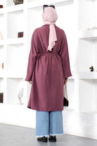 Beli Kuşaklı Kimono TSD220521 Mürdüm - 5
