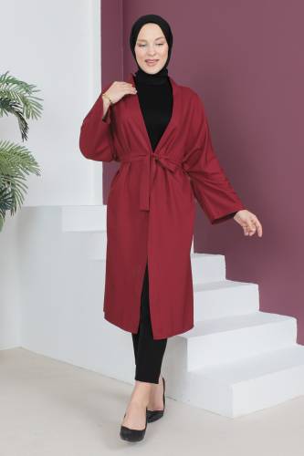 Beli Kuşaklı Kimono TSD230511 Bordo 
