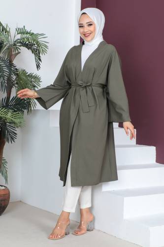 Beli Kuşaklı Kimono TSD230511 Haki 