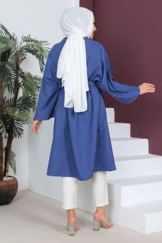 Beli Kuşaklı Kimono TSD230511 İndigo - 5