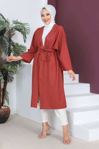 Beli Kuşaklı Kimono TSD230511 Kiremit 
