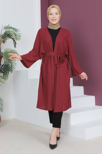 Beli Kuşaklı Kimono TSD230513 Bordo 