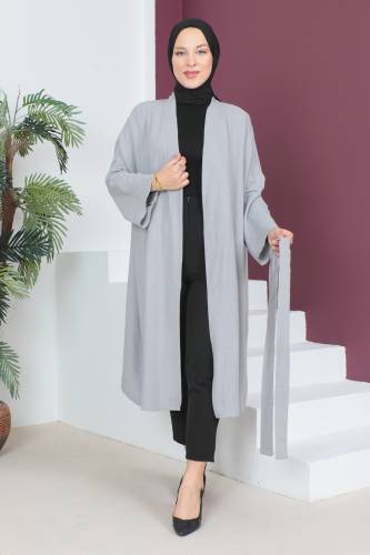 Beli Kuşaklı Kimono TSD230513 Gri - 3