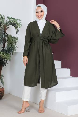 Beli Kuşaklı Kimono TSD230513 Haki 