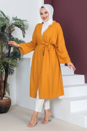 Beli Kuşaklı Kimono TSD230513 Hardal 