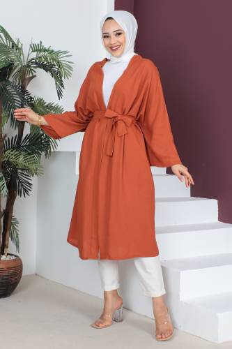 Beli Kuşaklı Kimono TSD230513 Kiremit 