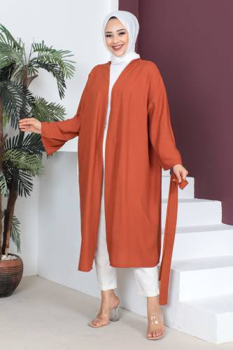 Beli Kuşaklı Kimono TSD230513 Kiremit - 3