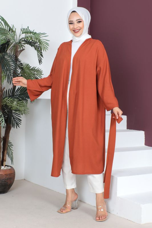 Beli Kuşaklı Kimono TSD230513 Kiremit - 3