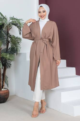 Beli Kuşaklı Kimono TSD230513 Vizon 