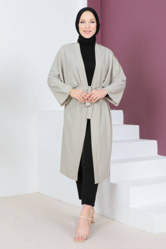 Beli Kuşaklı Kimono TSD230617 Bej 