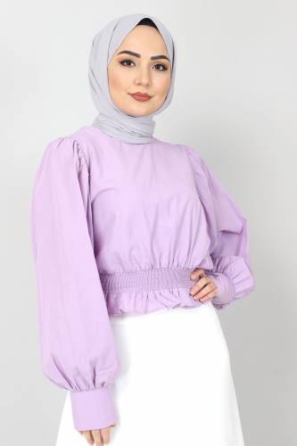 Beli Lastikli Bluz TSD10540 Lila - 2