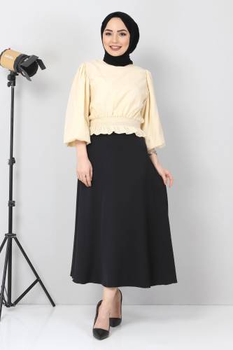Beli Lastikli Bluz TSD10540 Bej 