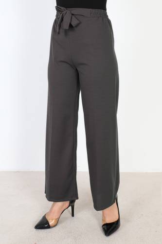 Beli Lastikli Bol Paça Pantolon TSD230109 Füme - Tesettür Dünyası (1)