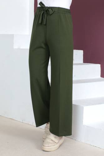 Beli Lastikli Bol Paça Pantolon TSD230109 Haki 