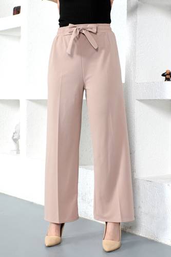 Beli Lastikli Bol Paça Pantolon TSD230109 Vizon 
