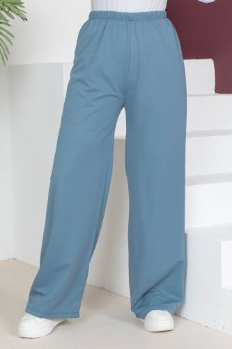 Beli Lastikli Bol Paça Pantolon TSD230514 Mavi - Tesettür Dünyası (1)