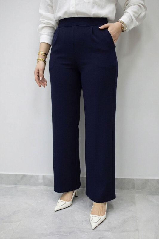 Beli Lastikli Cepli Palazzo Pantolon TSD260159 Lacivert - 1