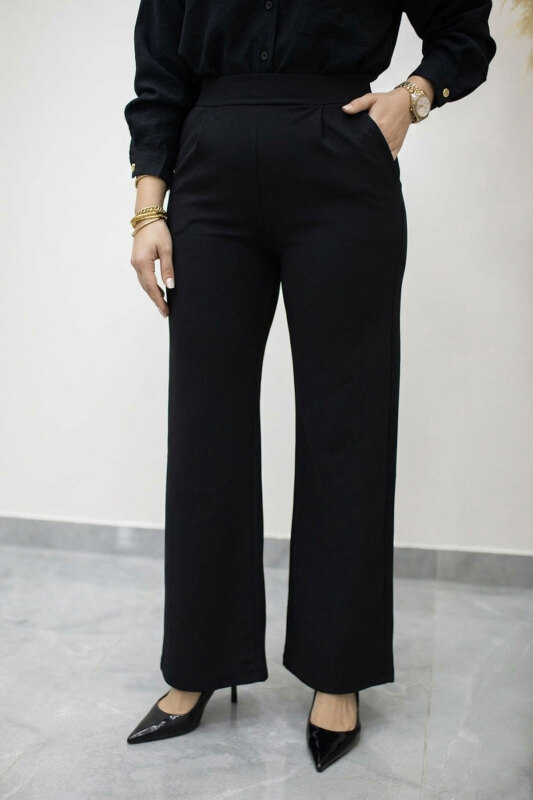 Beli Lastikli Cepli Palazzo Pantolon TSD260159 Siyah - 1