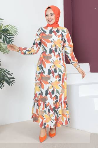 Beli Lastikli Elbise TSD230601 Sarı 