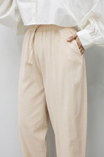 Beli Lastikli Havuç Pantolon TSD260155 Bej - 2