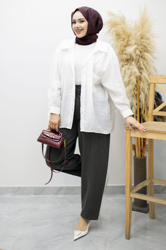 Beli Lastikli Havuç Pantolon TSD260155 Füme - 4