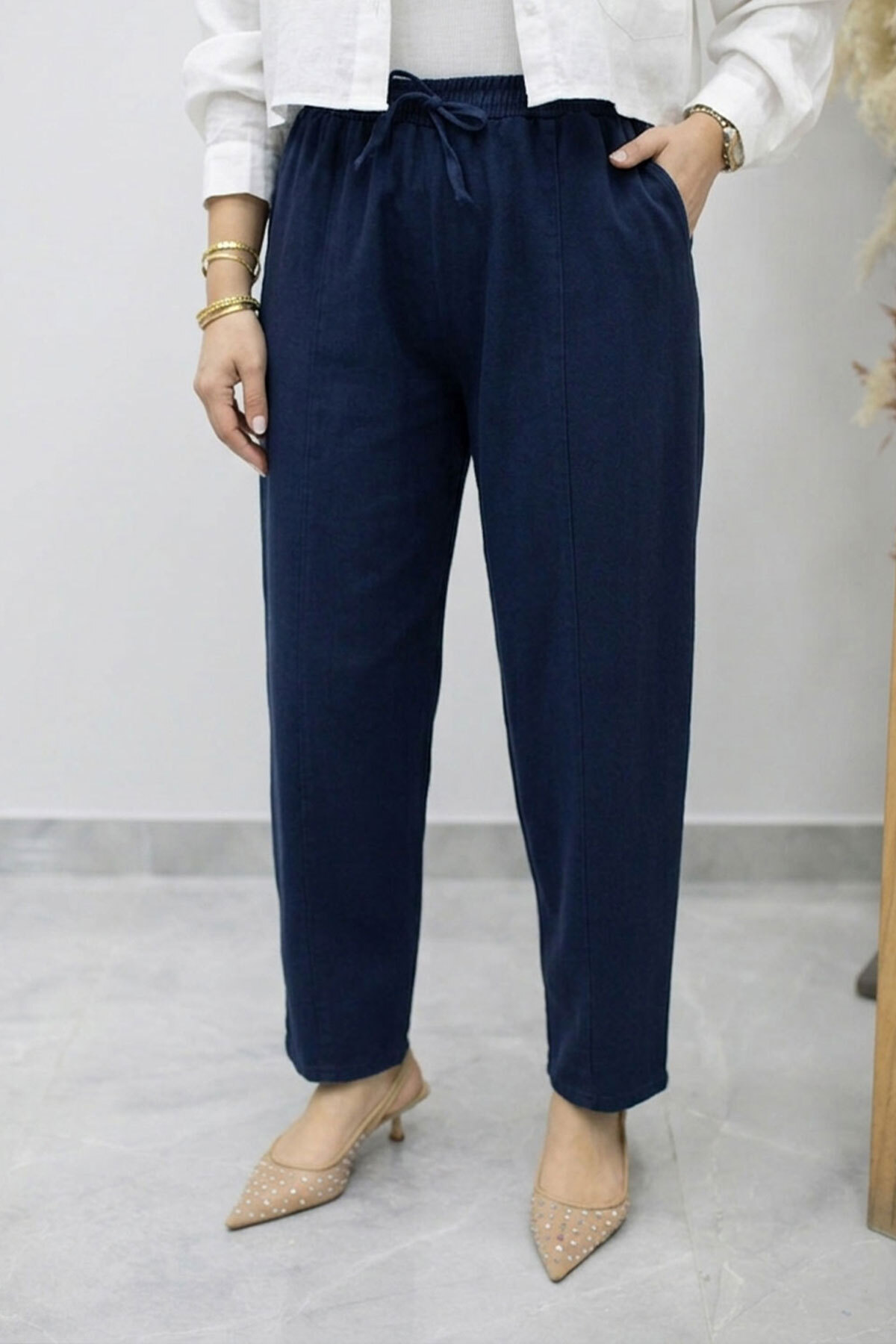 Beli Lastikli Havuç Pantolon TSD260155 Lacivert
