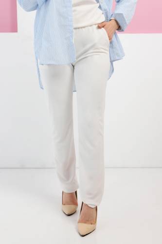 Beli Lastikli Kalem Pantolon TSD220303 Ekru 