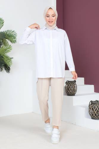 Beli Lastikli Kalem Pantolon TSD230702 Bej - 1