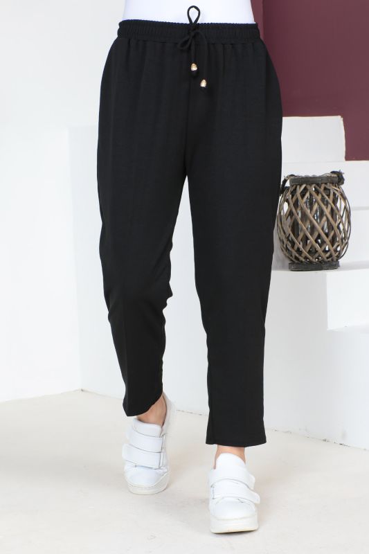 Beli Lastikli Kalem Pantolon TSD230702 Siyah - 2